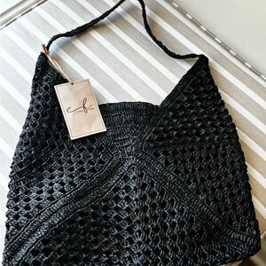 Carrie Forbes Black woven Shoulder Bag